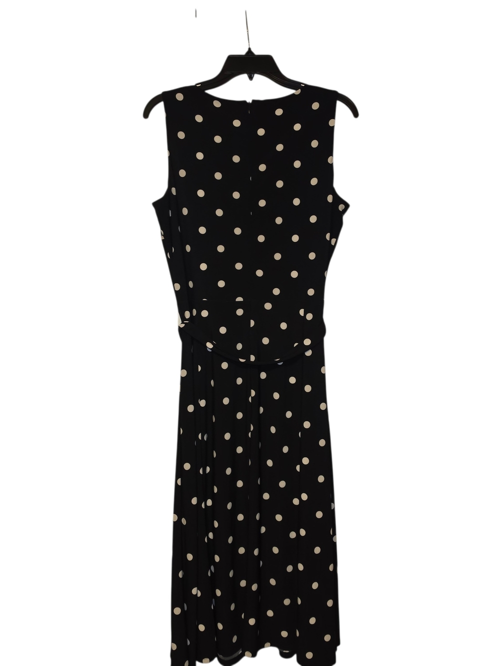 Evan Picone Black Maxi Dress with Cream Polka Dots Office Wear